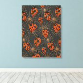 Halloween herfstbladeren en spinnenwebben canvas afdruk (Insitu (Houten vloer))