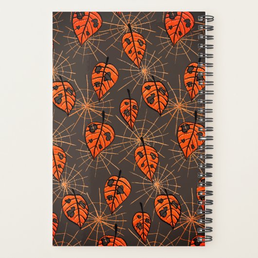 Halloween herfstbladeren en spinnenwebben planner (Achterkant)