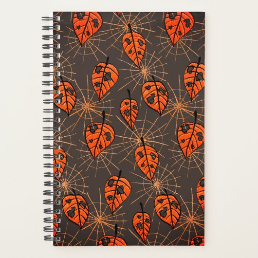 Halloween herfstbladeren en spinnenwebben planner (Voorkant)