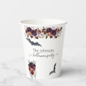 Halloween Herfstfeest Bloemen Vleermuizen Papieren Bekers (Achterkant)