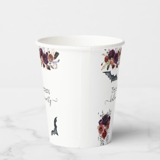 Halloween Herfstfeest Bloemen Vleermuizen Papieren Bekers (Rechts)