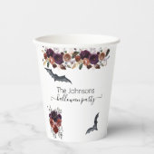 Halloween Herfstfeest Bloemen Vleermuizen Papieren Bekers (Voorkant)