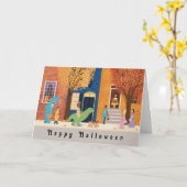 Halloween herfsttruc voor traktaties kaart (Gele Bloem)