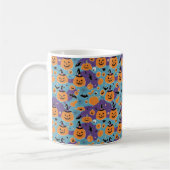 Halloween herhalend patroon met pompoenen koffiemok (Links)
