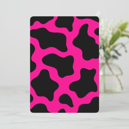 halloween hete roze koeprint kaart (Staand voorkant)