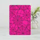 halloween hete roze spinnenweb kaart (Staand voorkant)