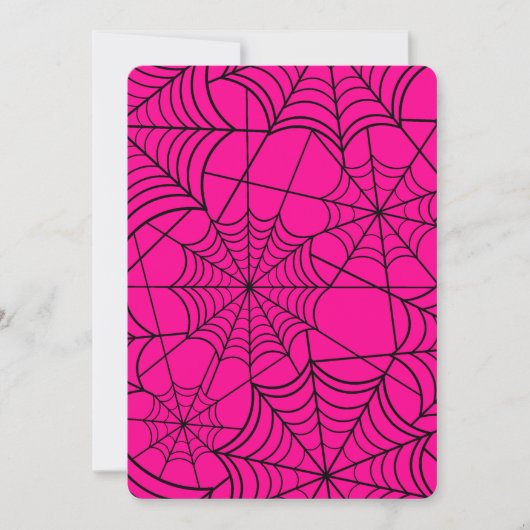 halloween hete roze spinnenweb kaart (Voorkant)