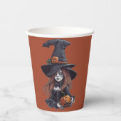 Halloween-Hexe mit Kürbis -  Papieren Bekers (Voorkant)