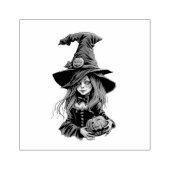 Halloween-Hexe mit Kürbis -  Rubberstempel (Afrduk)