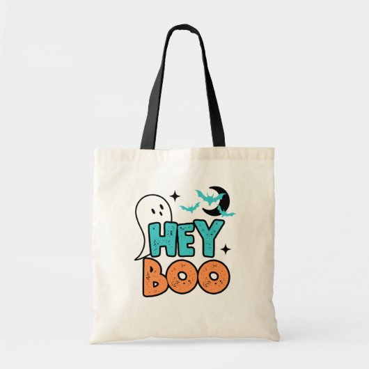 Halloween Hey Boo Ghost Kinder Snoep Canvas tas (Voorkant)