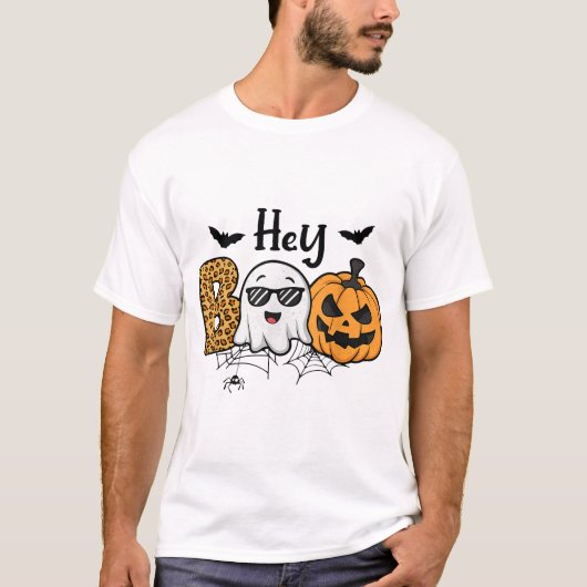 Halloween Hey Boo Ghost Pumpkin Kostuum Vrouwen T-shirt (Voorkant)