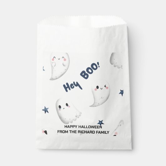 Halloween Hey Boo | Modern stijlvol Snoep Bedankzakje (Voorkant)