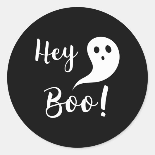 Halloween Hey Boo Ronde Sticker (Voorkant)