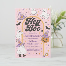 Halloween Hey Boo Schattige Ghost Verjaardagsfeest Kaart