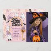 Halloween Hey Boo Schattige Ghost Verjaardagsfeest Kaart (Voorkant / Achterkant)