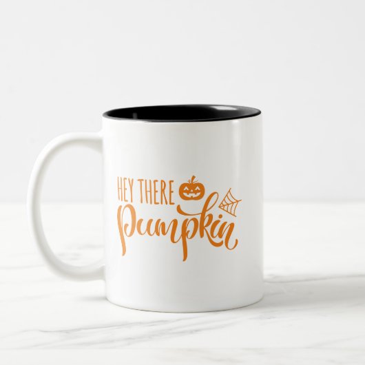 Halloween Hey daar pompoen Tweekleurige Koffiemok (Links)