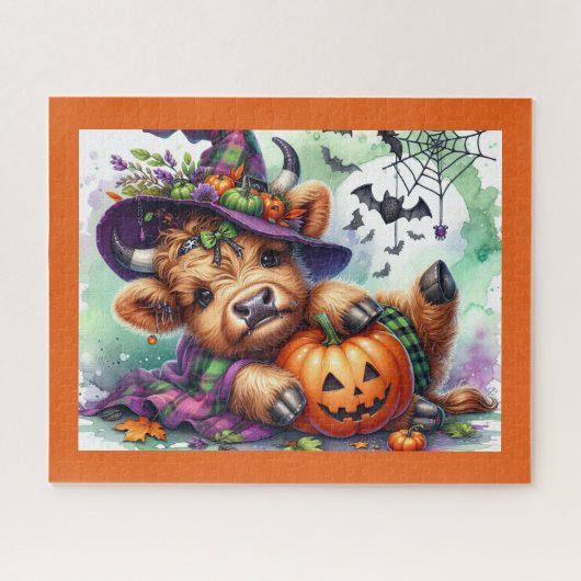 Halloween Highland Cow Jigsaw Puzzle Legpuzzel (Horizontaal)