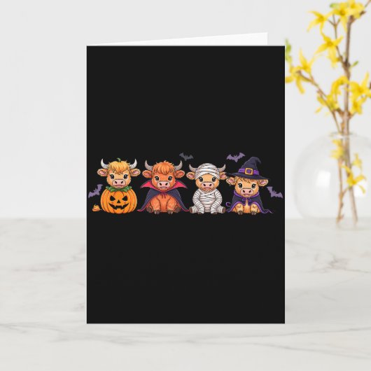 Halloween Highland Cow Kaart (Gele Bloem)