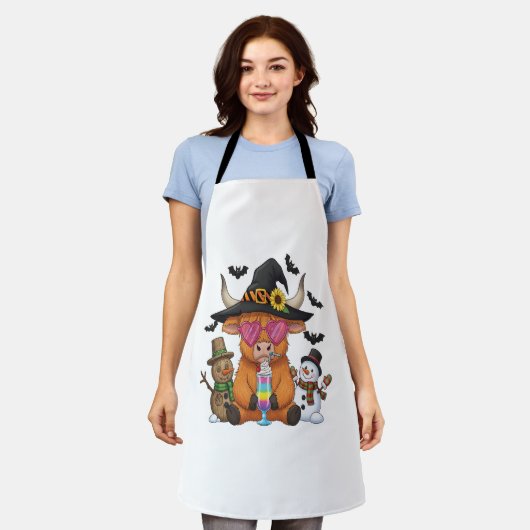 Halloween Highland Koe (2) Schort (Gedragen)