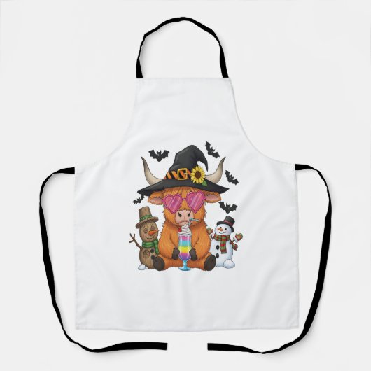 Halloween Highland Koe (2) Schort (Voorkant)
