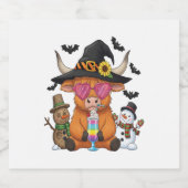 Halloween Highland Koe (2) Sparkling Wijnetiket (Enkel label)