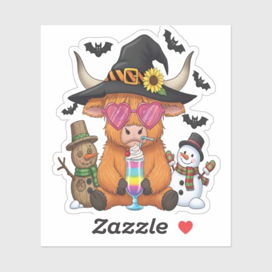 Halloween Highland Koe (2) Sticker (Vel)