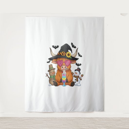 Halloween Highland Koe (2) Wandkleed (Voorkant)