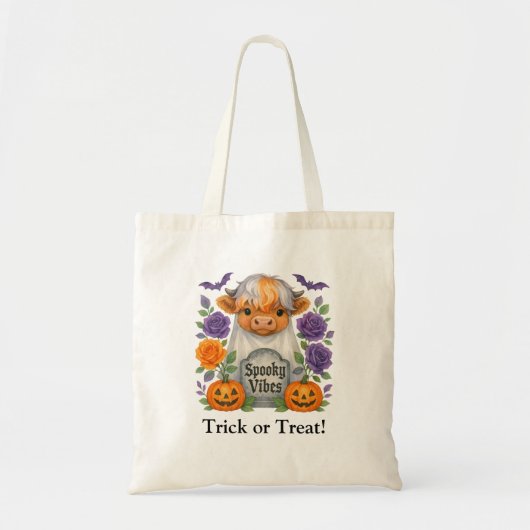 Halloween Highland Koe Geesten Schattigee Trick or Tote Bag (Voorkant)