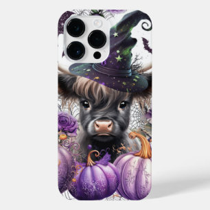 Halloween Highland Koe Heks Paarse Pompoenen iPhone 14 Pro Max Hoesje