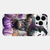 Halloween Highland Koe Heks Paarse Pompoenen iPhone Hoesje (Achterkant horizontaal)
