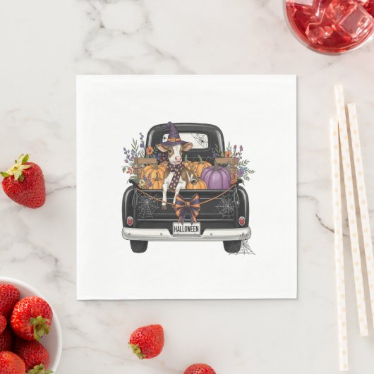 Halloween Highland Koe met vrachtwagen Servet (Insitu)