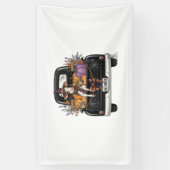 Halloween Highland-koe met vrachtwagen Spandoek (Verticaal)