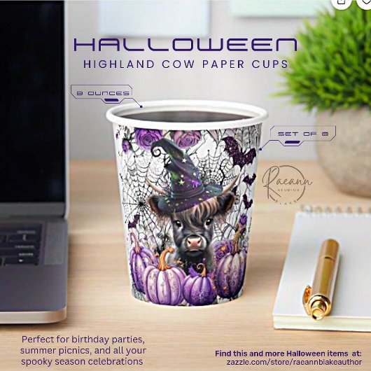 Halloween Highland Koe papieren bekers
