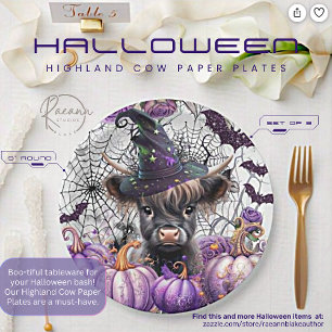 Halloween Highland Koe Papieren Borden Bordje