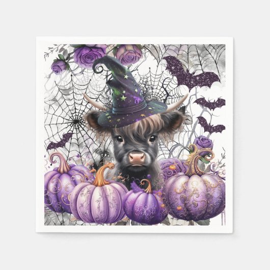 Halloween Highland Koe Papieren servetten (Voorkant)