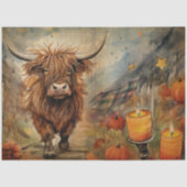 Halloween Highland Koe Portrait Ephemera Tissuepapier (Voorkant)