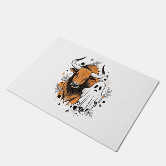 Halloween Highland Koe Pumpkin Deurmat (Schuin)