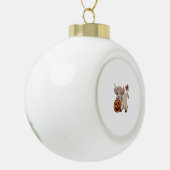 Halloween Highland Koe Pumpkin Keramische Bal Ornament (Links)