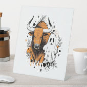 Halloween Highland Koe Pumpkin Reclamebord Met Voetstuk (Insitu)