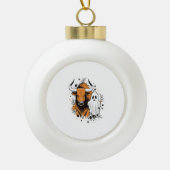 Halloween Highland Koe Schattigee Herfst Keramische Bal Ornament (Voorkant)