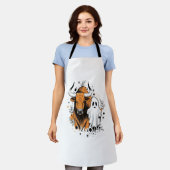 Halloween Highland Koe Schattigee Herfst Schort (Gedragen)