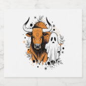 Halloween Highland Koe Schattigee Herfst Sparkling Wijnetiket (Enkel label)