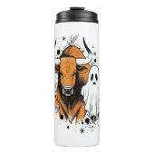 Halloween Highland Koe Schattigee Herfst Thermosbeker (Voorkant)