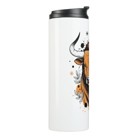 Halloween Highland Koe Schattigee Herfst Thermosbeker (Gedraaid links)