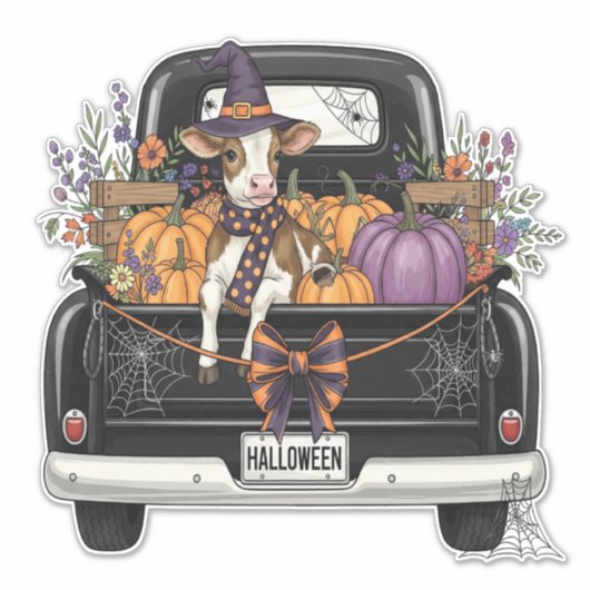 Halloween Highland Koe Sticker (Voorkant)