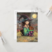 Halloween Hill heks en kat kunst Kaart (Voorkant / Achterkant in situ)