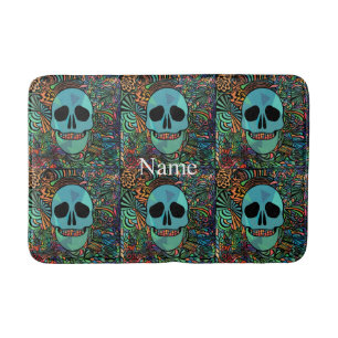 Halloween Hippie Skull Thunder_Cove Badmat
