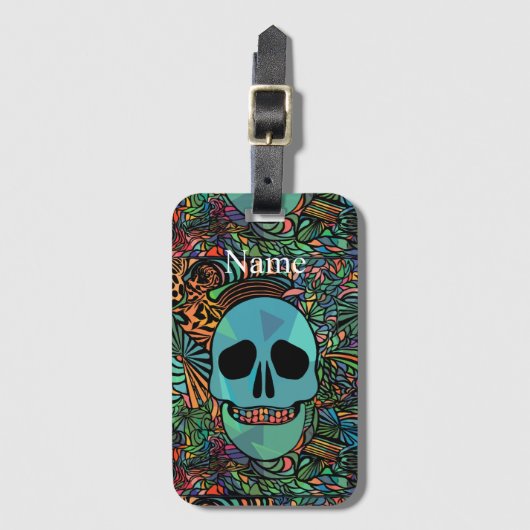 Halloween Hippie Skull Thunder_Cove Bagagelabel (Voorkant (verticaal))