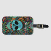 Halloween Hippie Skull Thunder_Cove Bagagelabel (Voorkant (horizontaal))