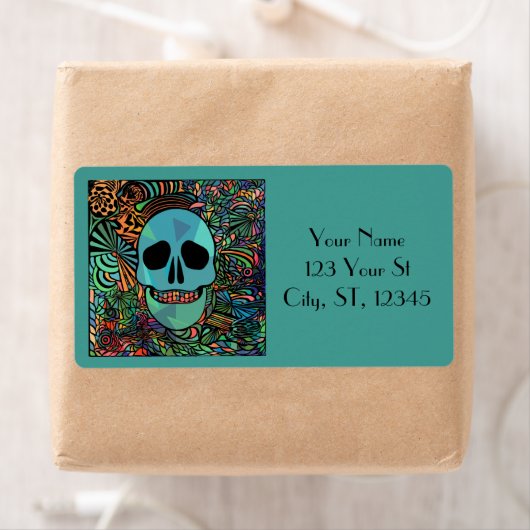 Halloween Hippie Skull Thunder_Cove Etiket (Insitu)